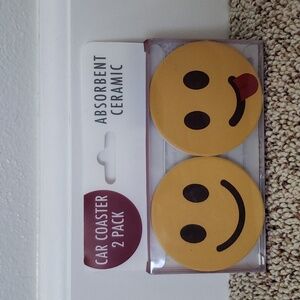 Absorbent Emoji Car coasters 2-pk
